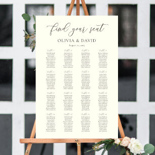 Ivory & Taupe Colour Script 16 table Seating Chart