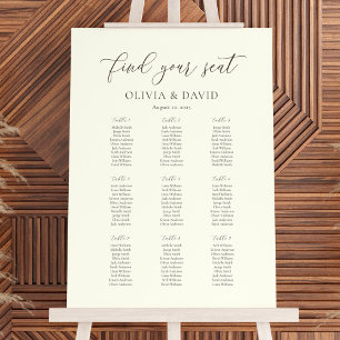 Ivory & Taupe Elegant Script 9 table Seating Chart