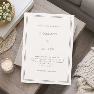Ivory taupe elegant simple modern luxury wedding invitation