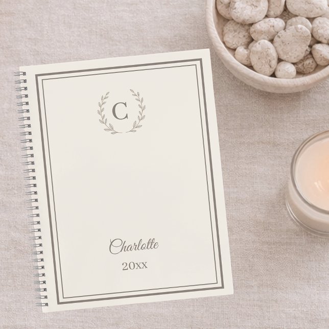 Ivory taupe Monogram Personalized Quiet Luxury Planner (Creator Uploaded)