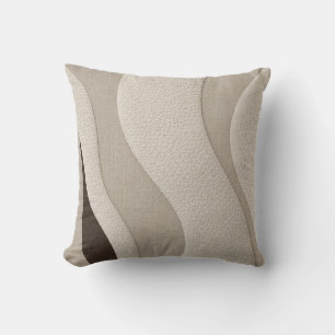 Ivory Taupe Wavy Textured Abstract Cushion
