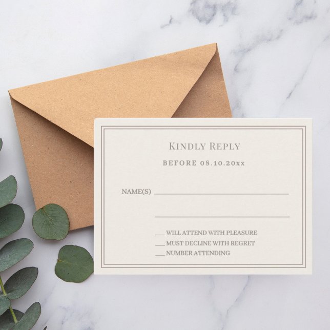 Ivory taupe wedding response RSVP Card (Creator Uploaded)