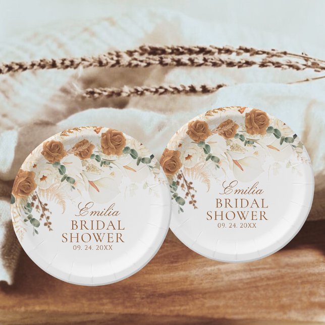 Ivory Terracotta Calla Lilies Bridal Shower Paper Plate (Creator Uploaded)