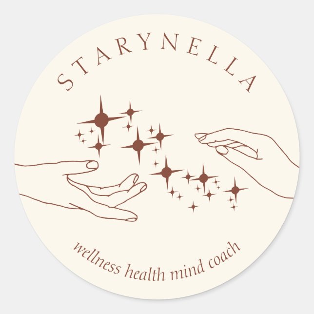 Ivory Terracotta Hands Energy Reiki Therapy Classic Round Sticker (Front)