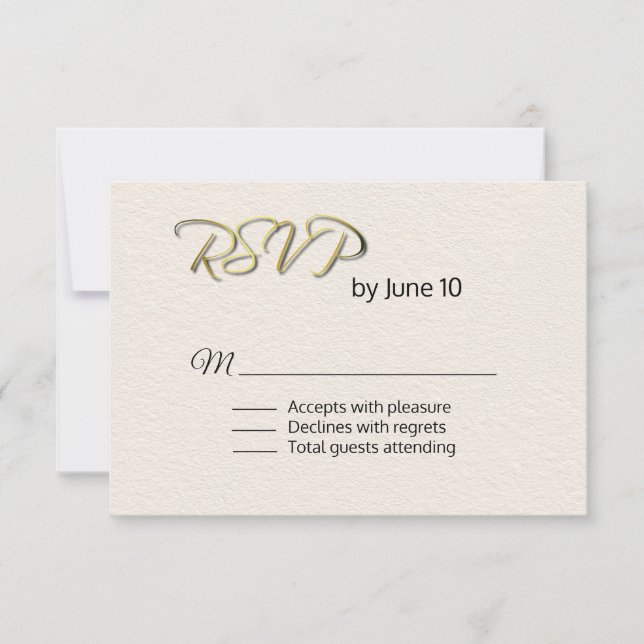 Ivory Textured Look Wedding RSVP Card (Front)