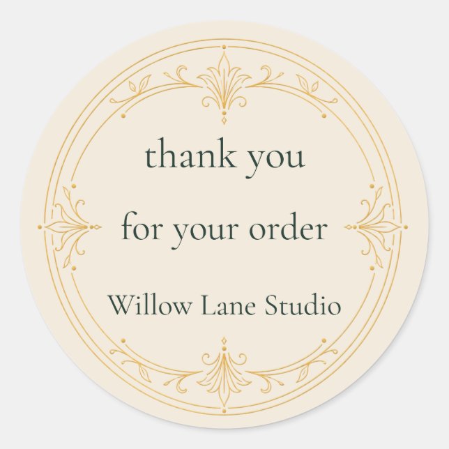 Ivory Thank You for Your Order Sticker (Front)