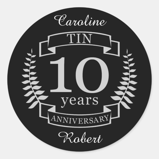 Ivory Traditional wedding anniversary 10 years Classic Round Sticker (Front)