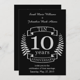 Ivory Traditional wedding anniversary 10 years Invitation