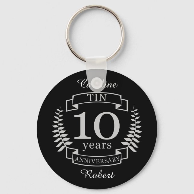 Ivory Traditional wedding anniversary 10 years Key Ring (Front)