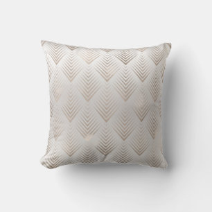 Ivory Triangles Grey Art Deco Geometry Arrows Cushion