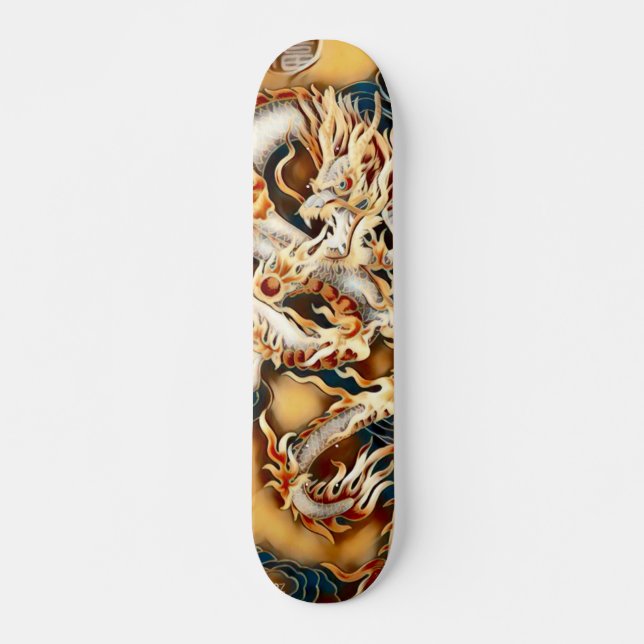 Ivory Tribal Dragon Element Custom Pro Park Board Skateboard (Front)