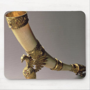 Ivory tusk drinking horn with silver-gilt mounts mouse pad