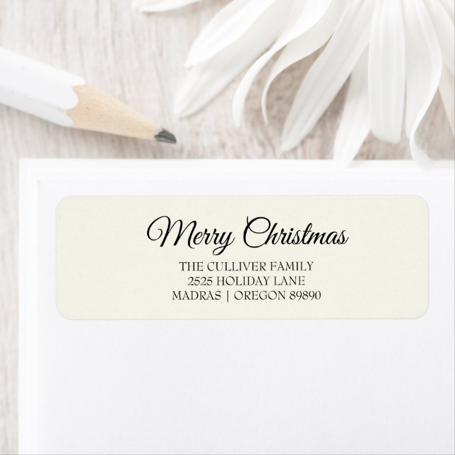 Ivory Very Merry Christmas Holiday Return Address Label (Insitu)