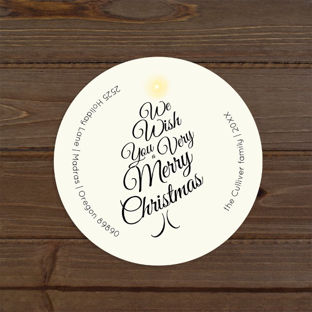 Ivory Very Merry Christmas Tree Envelope Seals (Creator Uploaded)