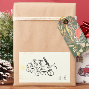 Ivory Very Merry Christmas Tree Gift For From Rectangular Sticker