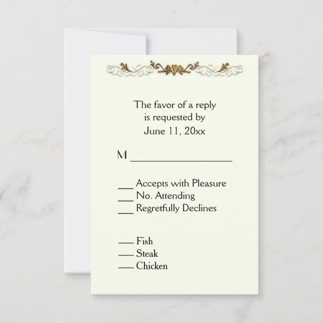 Ivory Vine RSVP with Menu (Front)