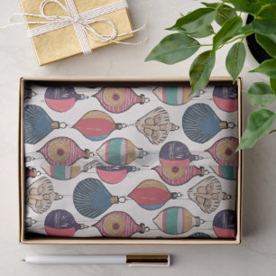 Ivory Vintage Christmas Ornaments Pattern Tissue Paper