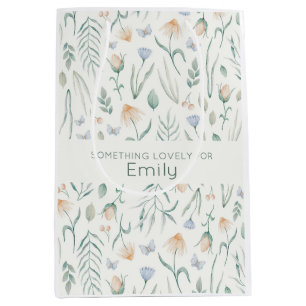 Ivory Vintage Cottagecore Botanical Meadow Custom Medium Gift Bag