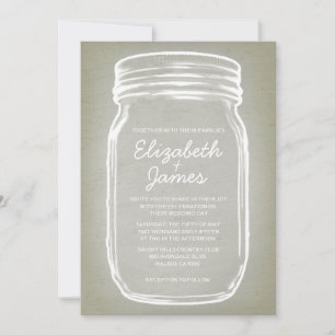 Ivory Vintage Mason Jar Wedding Invitations