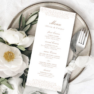 Ivory Vintage Ornate Frame Classic Wedding Menu