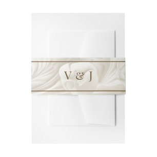 Ivory VintageArt Nouveau Wedding Belly Band Invitation Belly Band