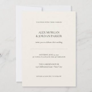 Ivory Vow Minimalist Typography Wedding Invitation