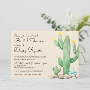 Ivory Watercolor Cactus Bridal Shower Invitation