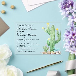 Ivory Watercolor Cactus Bridal Shower Invitation