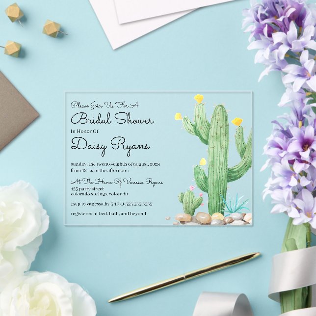 Ivory Watercolor Cactus Bridal Shower Invitation (Insitu (Wedding))