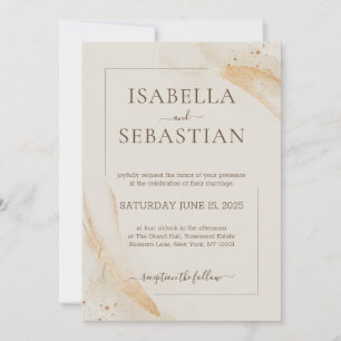 Ivory Watercolor Elegant Wedding Invitation