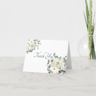Ivory watercolor floral  thank you card