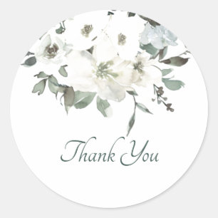 Ivory watercolor floral thank you classic round sticker