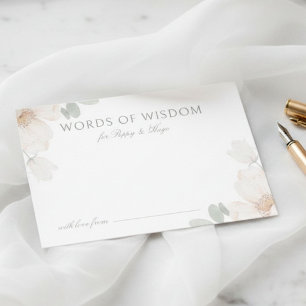 Ivory Watercolor Floral Wedding Couple Advice Card