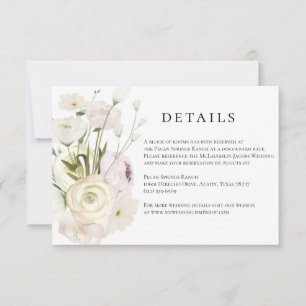 Ivory Watercolor Floral Wedding Details Card
