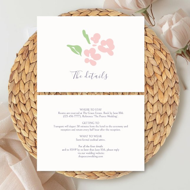 Ivory | Watercolor Floral Wedding Details  Enclosure Card (Creator Uploaded)
