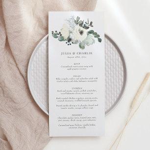 Ivory Watercolor Floral Wedding Menu