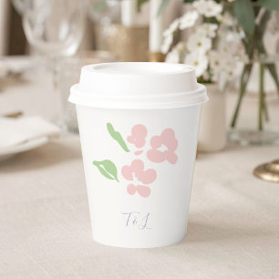 Ivory Watercolor Floral Wedding Paper Cups