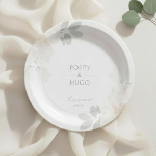 Ivory Watercolor Floral Wedding Paper Plate