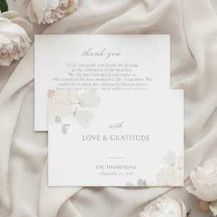 Ivory   Watercolor Flower Wedding Thank you Card