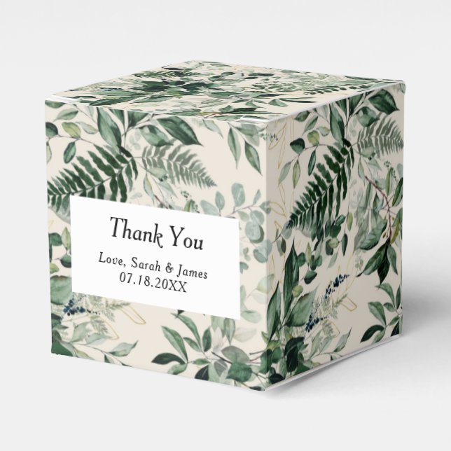 Ivory watercolor Greenery Bridal shower Favour Box (Front Side)