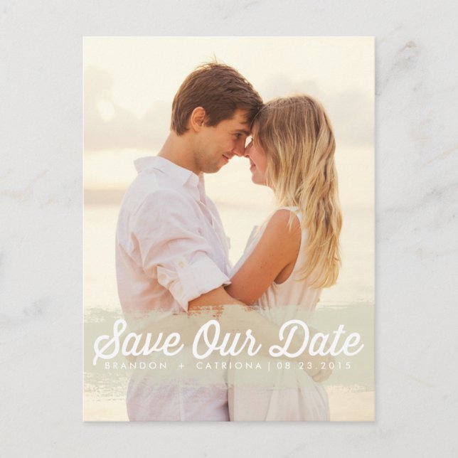 IVORY WATERCOLOR SPLASH | SAVE THE DATE POSTCARD (Front)