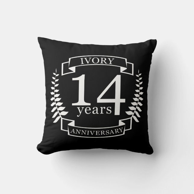 Ivory wedding anniversary 14 years cushion (Front)
