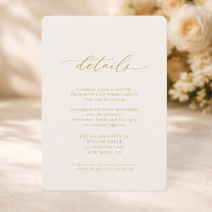 Ivory Wedding Details Card with Calligraphy