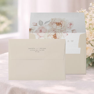 Ivory Wedding Envelope with Floral Liner