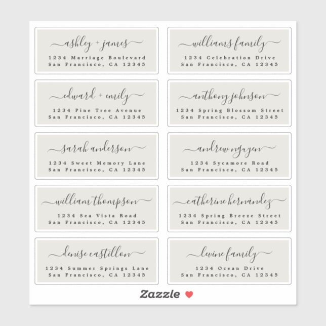 Ivory Wedding Guest Address Labels (Sheet)