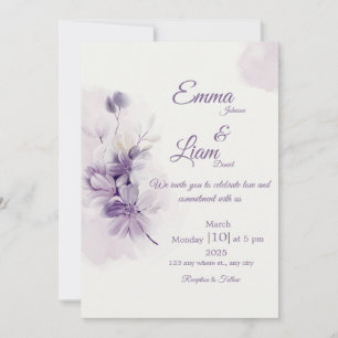 Ivory Wedding Invitation   Mauve Floral Design