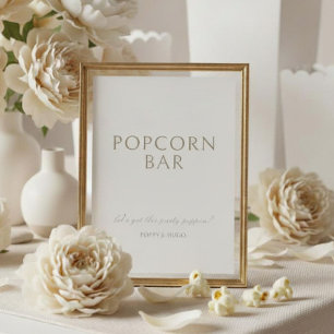 Ivory   Wedding Popcorn Bar Table Top Sign Card
