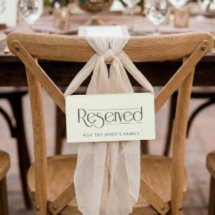 Ivory Wedding Reserved Table Tent Sign