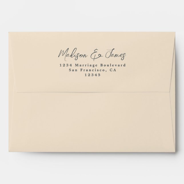 Ivory Wedding Return Address Envelope (Back (Top Flap))