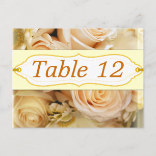 Ivory Wedding Roses Reception Table Number Cards